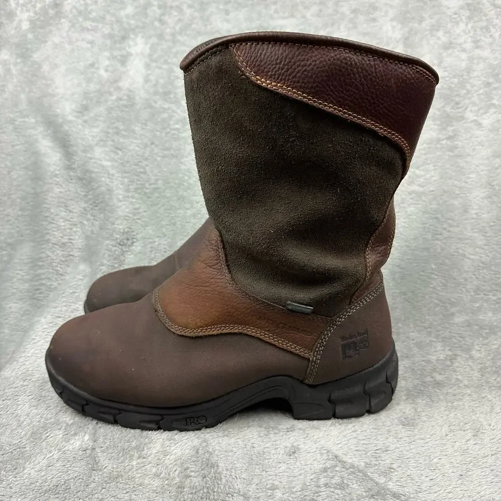 Timberland PRO 89652 Mens 11W Brown Waterproof Met Guard‎ Pull On Work Boots